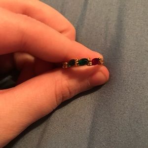 Gold ring with colored diamonds